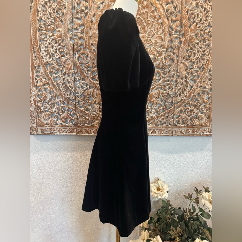 Vintage Laura Ashley Black Velvet Dress Puff Sleeve Romantic Mini Dress - Picture 6 of 15